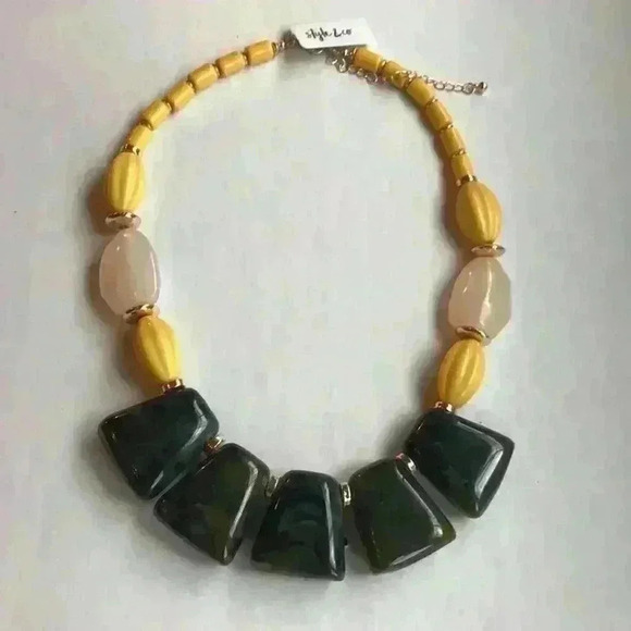 Style & Co new Gold Tone Statement Beaded Necklace - Picture 7 of 8